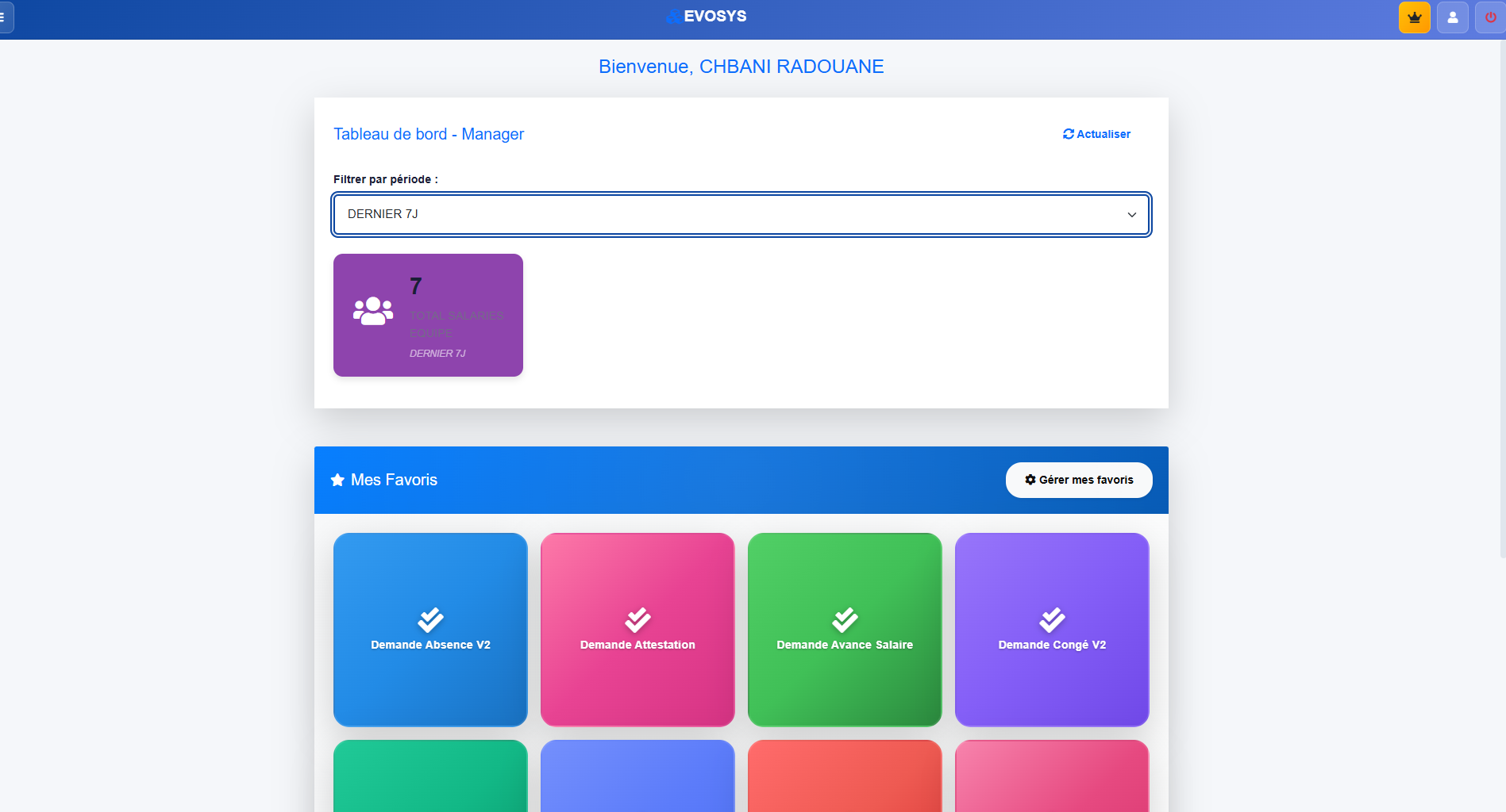 Page d'accueil EVOSYS